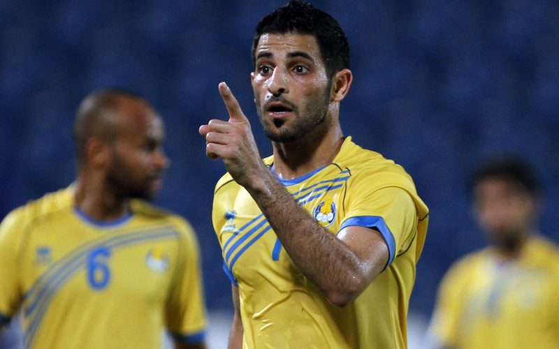 Fahad Al Shammari of Al-Gharafa celebrates a goal, September 2012